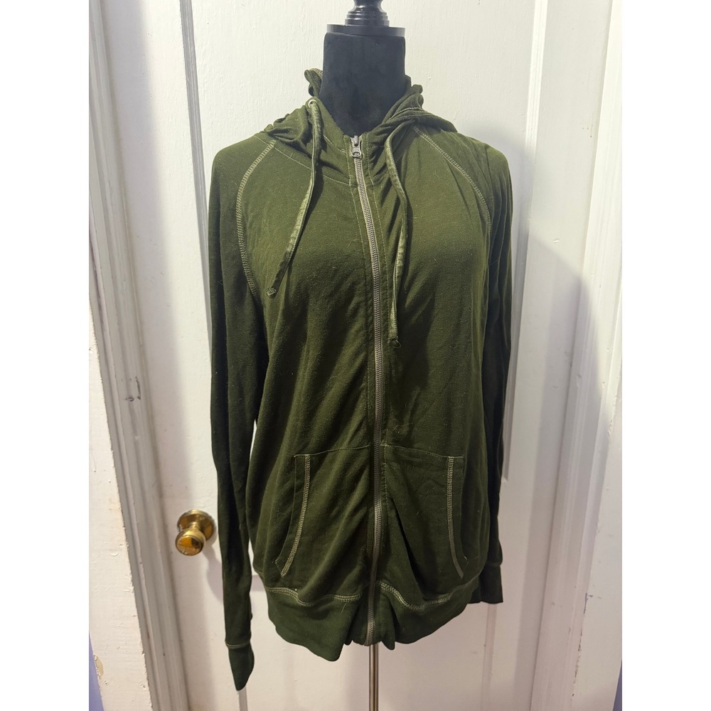 Moret Ultra Olive Green Lightweight Full Zip Hoodie Sweatshirt Large L